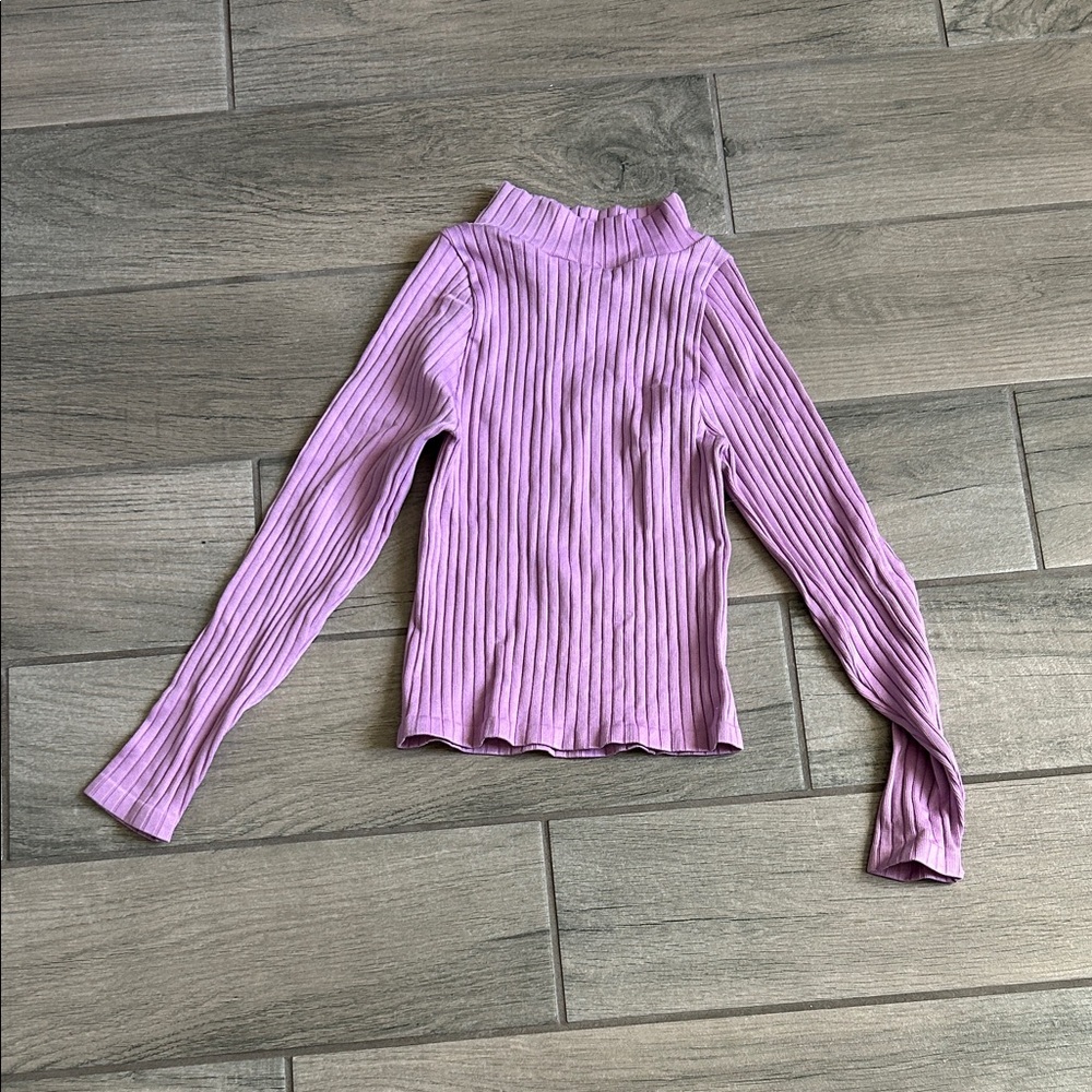 Elegant Lavender Ribbed Long Sleeve Top